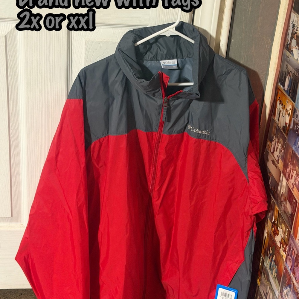 Columbia Red and Gray Men's Lightweight Windbreaker Jacket